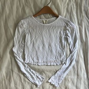 🔴 White Crop Top Long Sleeve